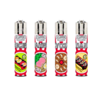 DISPLAY OF 48 CLIPPER EXOTIC FOOD 4 LIGHTERS