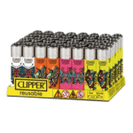 DISPLAY OF 48 CLIPPER ANIMAL MIX LIGHTERS
