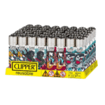 DISPLAY OF 48 CLIPPER BATTLE TATTOO LIGHTERS