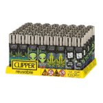 DISPLAY OF 48 CLIPPER ALIEN LEAVES LIGHTERS