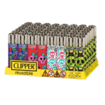 DISPLAY OF 48 CLIPPER BACK TO SKULL LIGHTERS