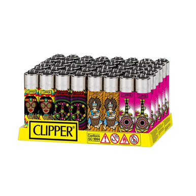 Clipper Hippie Peace Lighters - 48ct DISPLAY OF 48 CLIPPER HIPPIE PEACE LIGHTERS - Image 1