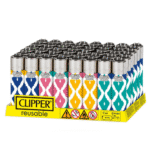 DISPLAY OF 48 CLIPPER IKAT DESIGN LIGHTERS