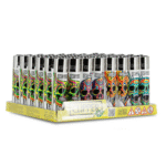 DISPLAY OF 48 CLIPPER MELTING SKULL LIGHTERS
