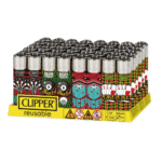 DISPLAY OF 48 CLIPPER RANDOM GAMES LIGHTERS
