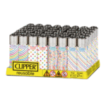 DISPLAY OF 48 CLIPPER SMALL DOTS LIGHTERS