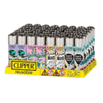 DISPLAY OF 48 CLIPPER TRAVEL ADDICTION LIGHTERS