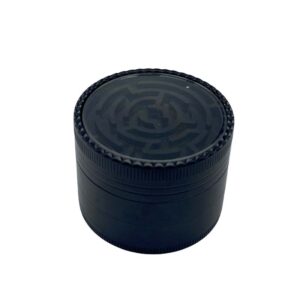 52MM 4 PART GRINDER WITH BUILT IN MAZE GAME, BLACK