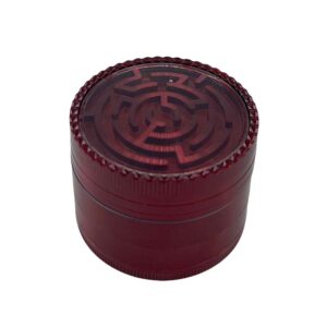 52MM 4 PART GRINDER WITH BUILT IN MAZE GAME, RED