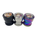 63MM 4 PART CURVED GRINDER WITH CASINO TOP AND 2 REAL DICE, RAINBOW - Image 2