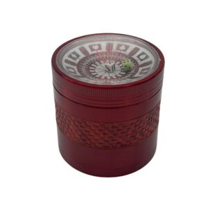 63MM 4 PART GRINDER WITH CASINO TOP AND 2 REAL DICE, RED