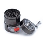 52MM 4 PART GRINDER WITH CRANK AND EASY ACCESS WEED DRAWER, GUN METAL GREY - Image 2