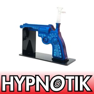 7 INCH HYPNOTIK REVOLVER GUN BONG WITH SEPERATE DOWNSTEM AND BOWL, BLUE