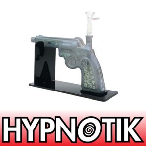 7 INCH HYPNOTIK REVOLVER GUN BONG WITH SEPERATE DOWNSTEM AND BOWL, GREEN