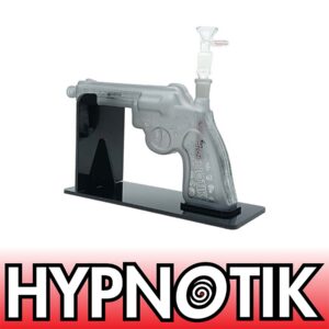 7 INCH HYPNOTIK REVOLVER GUN BONG WITH SEPERATE DOWNSTEM AND BOWL, GREY