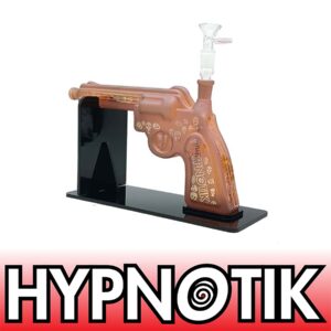 7 INCH HYPNOTIK REVOLVER GUN BONG WITH SEPERATE DOWNSTEM AND BOWL, RED