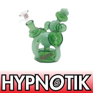HYPNOTIK 6 INCH CYCLOSPHERE RIG, COMES WITH MATCHING BOWL AND QUARTZ BANGER, DOUBLE GREEN INFERNO