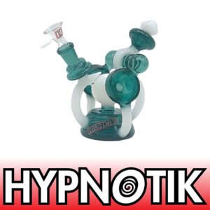 HYPNOTIK 6 INCH CYCLOSPHERE RIG, COMES WITH MATCHING BOWL AND QUARTZ BANGER, GREEN WHITE STORM