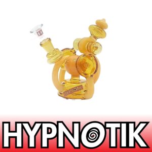 HYPNOTIK 6 INCH CYCLOSPHERE RIG, COMES WITH MATCHING BOWL AND QUARTZ BANGER, ATOMIC YELLOW FLASH
