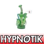 HYPNOTIK 8 INCH VORTEXX CORE RIG, COMES WITH MATCHING BOWL AND QUARTZ BANGER, NEON GREEN RIOT
