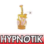 HYPNOTIK 8 INCH VORTEXX CORE RIG, COMES WITH MATCHING BOWL AND QUARTZ BANGER, BLAZING YELLOW HEAT