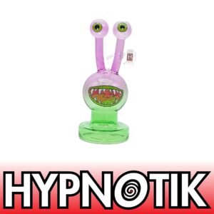 HYPNOTIK 7 INCH BUGGED OUT MONSTER ALIEN RIG, COMES WITH MATCHING BOWL AND QUARTZ BANGER, PURPLE GRE