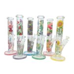 HYPNOTIK SUMMER SERIES 14 INCH 9MM STRAIGHT TUBE BONG WITH MATCHING COLOR ON DOWNSTEM AND BOWL, PIN - Image 2
