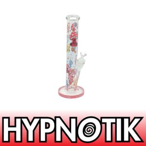 HYPNOTIK 14 INCH 9MM STRAIGHT TUBE BONG WITH MATCHING COLOR ON DOWNSTEM AND BOWL, RED TRIP GARDEN