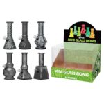 DISPLAY OF 6 MINI BONGS, 6 INCH TALL WITH 1 PIECE DOWNSTEM/BOWL COMBO, BLACK
