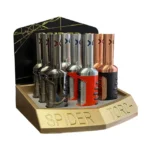 DISPLAY OF 9 SPIDER GOLD HEAVY DUTY STAND UP TORCHES