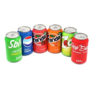 DISPLAY OF 6 POP CAN STASH CANS