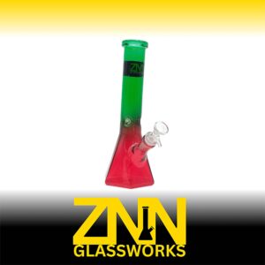 ZNN GLASSWORKS 10 INCH HEXAGON BONG, RED GREEN
