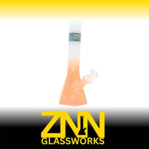 ZNN GLASSWORKS 10 INCH HEXAGON BONG, WHITE ORANGE