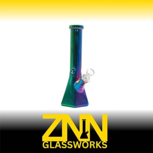 ZNN GLASSWORKS 10 INCH HEXAGON BONG, RAINBOW