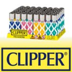 DISPLAY OF 48 CLIPPER IKAT DESIGN LIGHTERS
