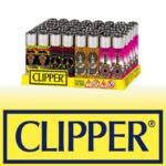 DISPLAY OF 48 CLIPPER HIPPIE PEACE LIGHTERS
