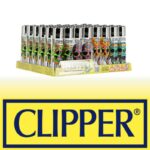 DISPLAY OF 48 CLIPPER MELTING SKULL LIGHTERS