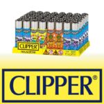 DISPLAY OF 48 CLIPPER TWISTED HEMP CHARACTERS LIGHTERS