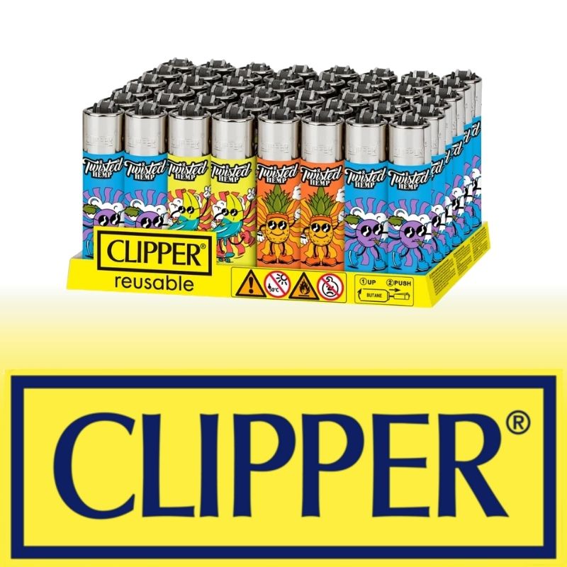 34 DISPLAY OF 48 CLIPPER TWISTED HEMP CHARACTERS LIGHTERS - Image 1