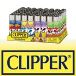 DISPLAY OF 48 CLIPPER FOOD SKULL LIGHTERS