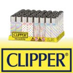 DISPLAY OF 48 CLIPPER SMALL DOTS LIGHTERS