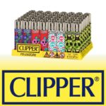 DISPLAY OF 48 CLIPPER BACK TO SKULL LIGHTERS