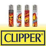 DISPLAY OF 48 CLIPPER BURNING MAN LIGHTERS