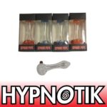 HYPNOTIK 5.5 INCH CLEAR GLASS SPOON PIPE WITH RED SPECKLED TIP AND BOTTOM - Image 2