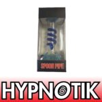 HYPNOTIK 5.5 INCH GLASS SPOON PIPE, BLUE WITH BLUE OUTSIDE SPIRAL