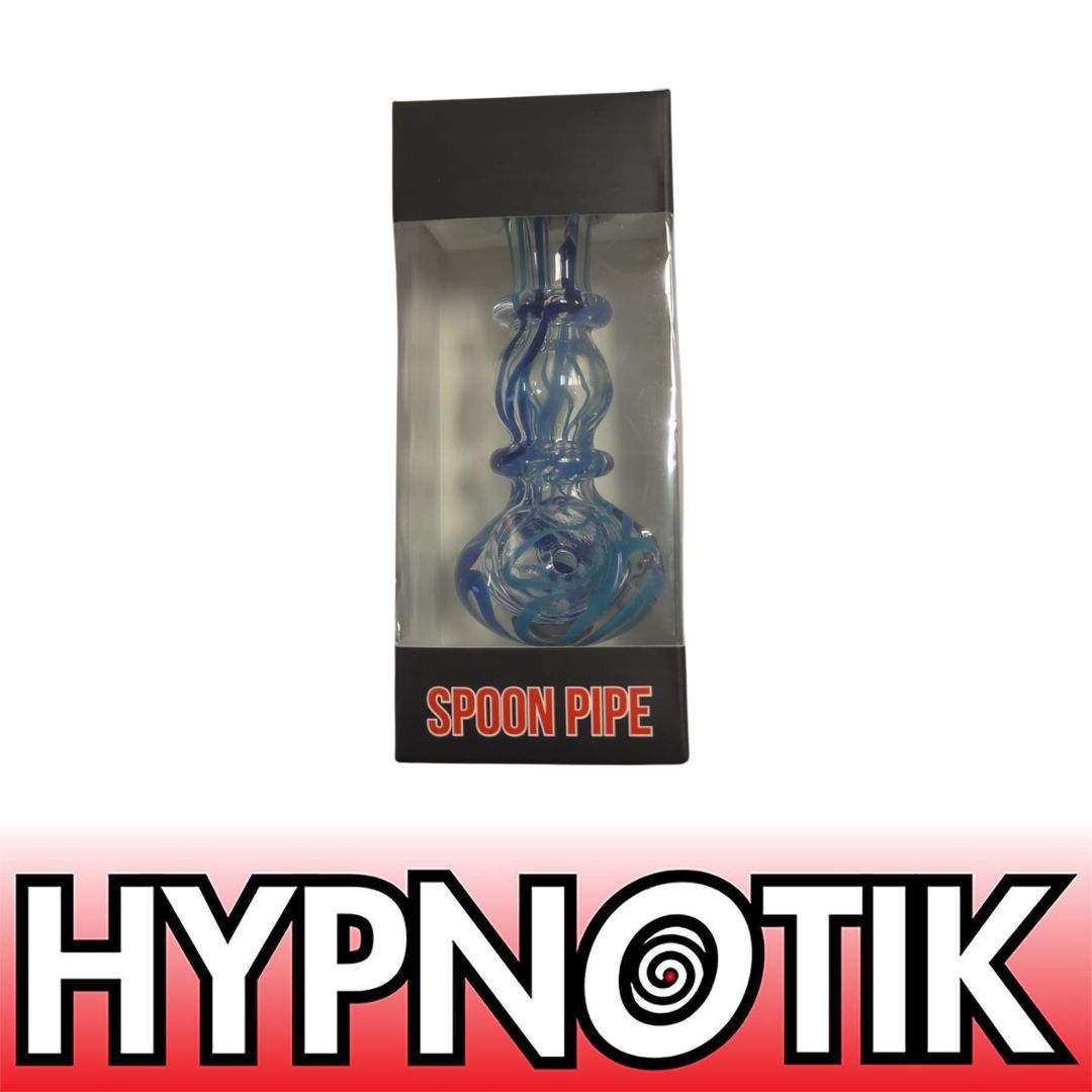 Black teal blue HYPNOTIK 5.5 INCH POP OF COLOR GLASS SPOON PIPE, BLACK TEAL BLUE - Image 1