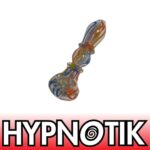 HYPNOTIK 5.5 INCH POP OF COLOR GLASS SPOON PIPE, GREEN ORANGE BLUE