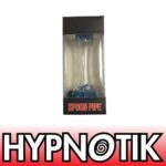 HYPNOTIK 5.5 INCH CLEAR GLASS SPOON PIPE WITH LIGHT BLUE SPECKLED TIP AND BOTTOM
