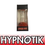 HYPNOTIK 5.5 INCH CLEAR GLASS SPOON PIPE WITH ORANGE SPECKLED TIP AND BOTTOM