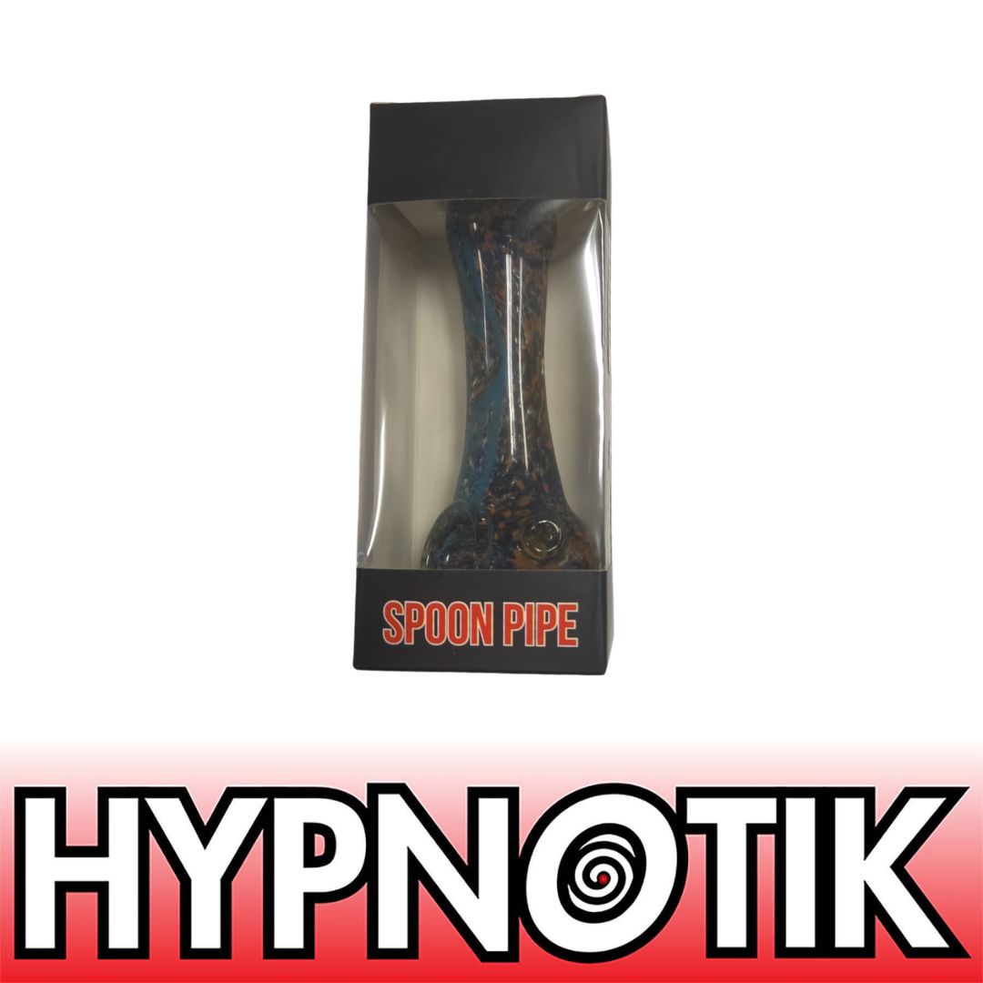 Orange HYPNOTIK 5.5 INCH CONFETTI CURVES GLASS SPOON PIPE, ORANGE - Image 1